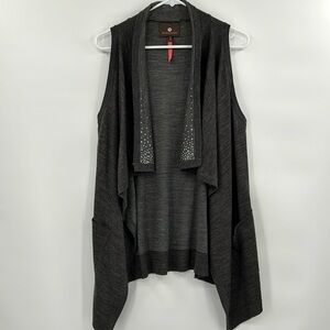Heartloom‎ Womens Drape Front Sleeveless Wool Blend Sweater Size Small Pockets